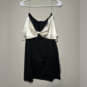 NWT Black Champagne Bow Tie Strapless Dress